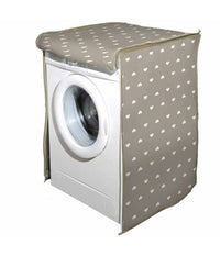 Telo Copertura Lavatrice Protezione Tessuto Chiusura Zip Cuori Tortora 60x60x80cm         