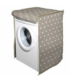 Telo Copertura Lavatrice Protezione Tessuto Chiusura Zip Cuori Tortora 60x60x80cm         