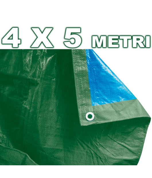 Telo Copri Auto Moto Copritutto 4x5 Metri In Polietilene Impermeabile Verde Blu         