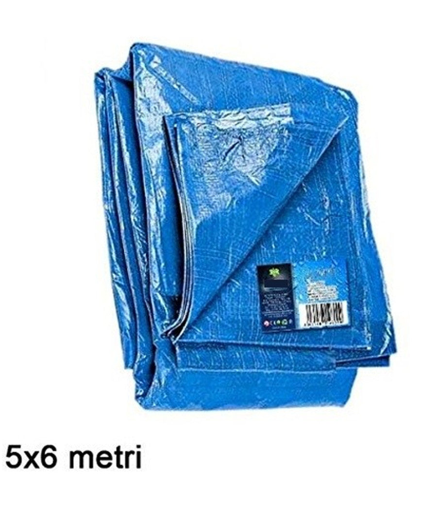 Telo Copri Auto Moto Copritutto 5x6mt In Polietilene Colore Blu Impermeabile         