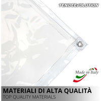 Telo PVC Trasparente 1,3x2m, 0,50mm Spessore, 650g/m² - Telo Cristal con Occhielli Ogni 25cm - Anti-UV, Impermeabile - Qualità Made in Italy