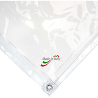 Telo PVC Trasparente 4x3m, 0,50mm Spessore, 650g/m² - Telo Cristal con Occhielli Ogni 25cm - Anti-UV, Impermeabile - Qualità Made in Italy