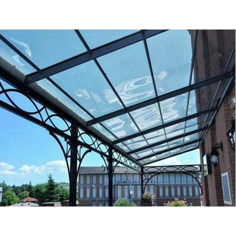 Telo PVC Cristal 5x4m, Spessore 0,65MM, 750g/m² - Trasparente IGNIFUGO con Occhielli 25cm - Resistente UV & Impermeabile - Made in Italy