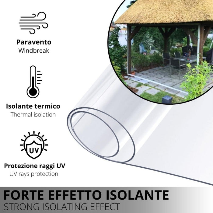 Telo PVC Trasparente 2,7x2m, 0,65mm Spessore, 750g/m² - Telo Cristal con Occhielli Ogni 50cm - Anti-UV, Impermeabile - Qualità Made in Italy