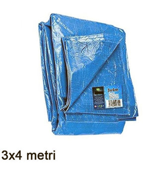 Telo Impermeabile Copritutto 3x4mt Telone N Polietilene Colore Blu Per Auto Moto         