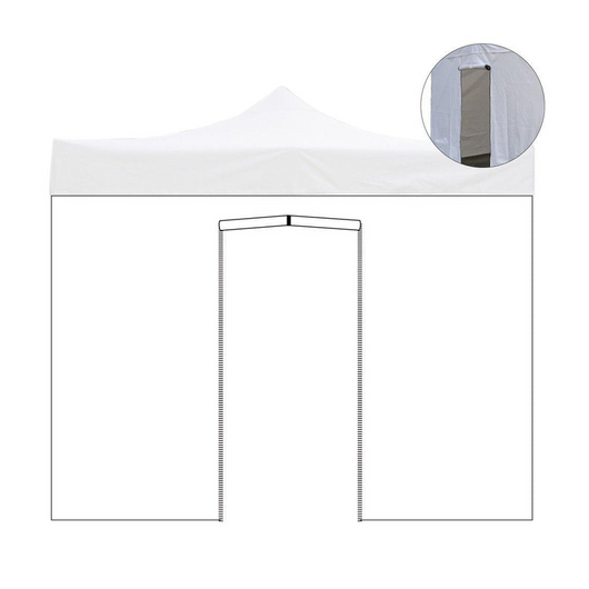 Telo laterale 6x2mt bianco impermeabile con porta avvolgibile per gazebo richiudibile 3x6mt