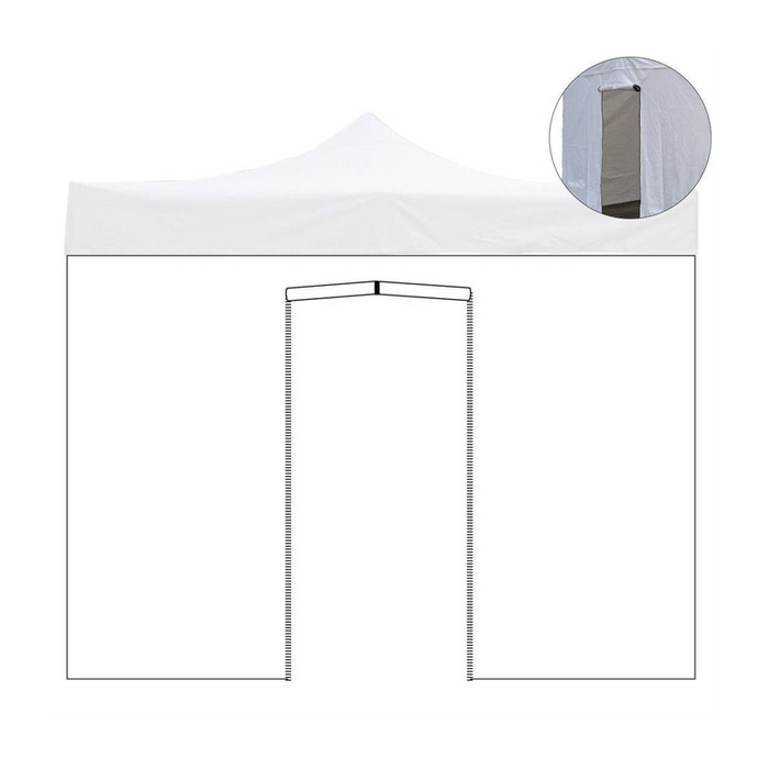 Telo laterale 6x2mt bianco impermeabile con porta avvolgibile per gazebo richiudibile 3x6mt