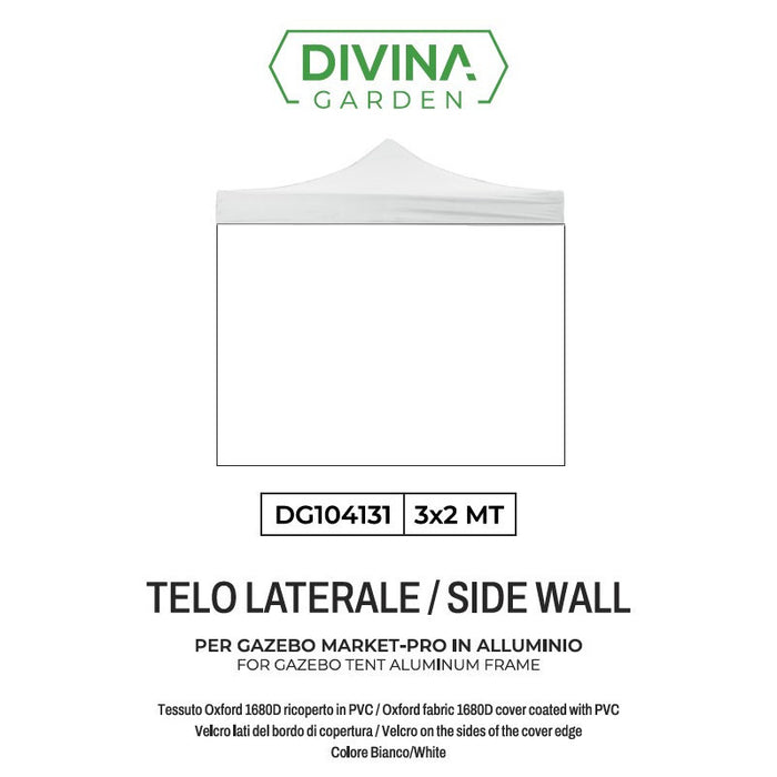 Telo Laterale Bianco 3×2 m Impermeabile per Gazebo Market-Pro