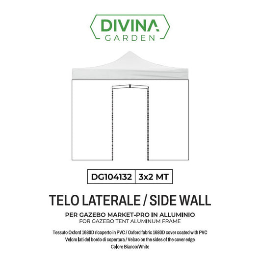 Telo Laterale con Porta 3×2 m Market-Pro – Bianco Impermeabile