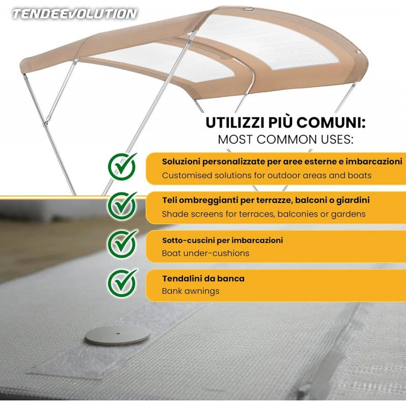 Telo PVC OSCURANTE Impermeabile Avorio | Telone Occhiellato Ogni 50CM 850g/mq | Copertura Esterna | 5x7m | Resistente Multiuso