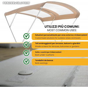 Telo PVC MICROFORATO Ombreggiante Bianco | Telone Solo Rinforzato Sui Lati 350g/mq | Copertura Esterna | 5x7m | Resistente Multiuso