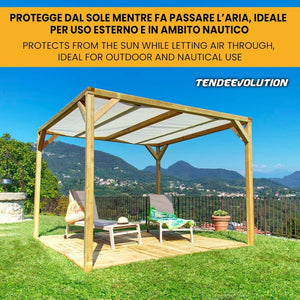 Telo PVC MICROFORATO Ombreggiante Avorio | Telone Solo Rinforzato Sui Lati 350g/mq | Copertura Esterna | 8x10m | Resistente Multiuso