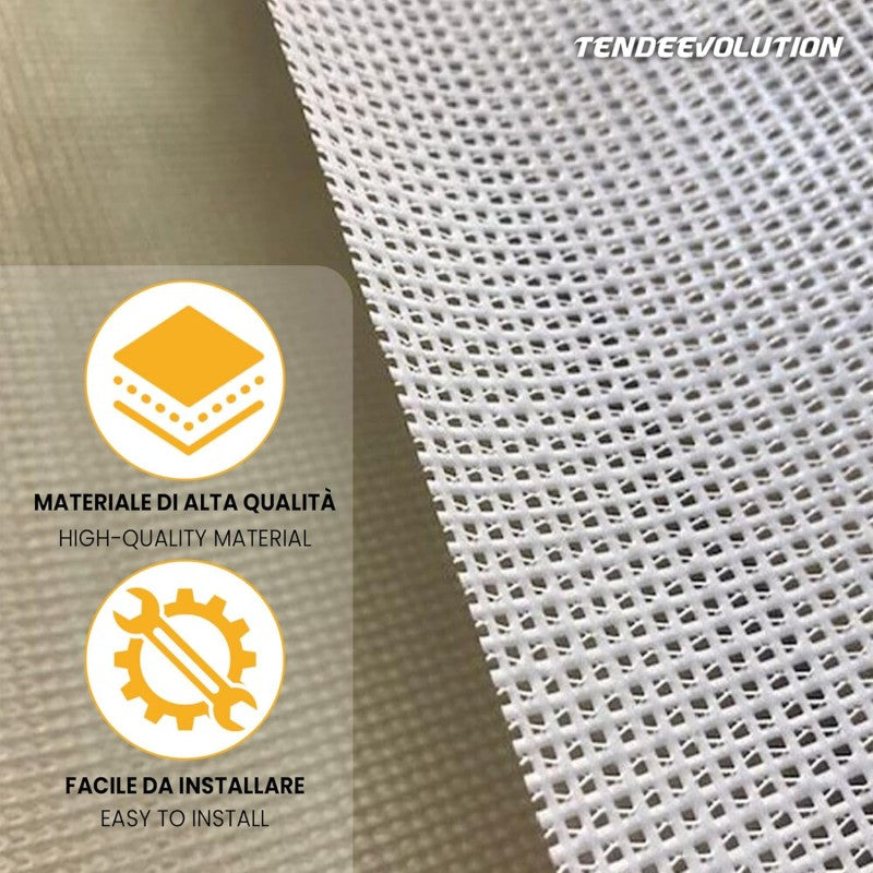 Telo PVC MICROFORATO Ombreggiante Avorio | Telone Occhiellato Ogni 50CM 350g/mq | Copertura Esterna | 6x9m | Resistente Multiuso