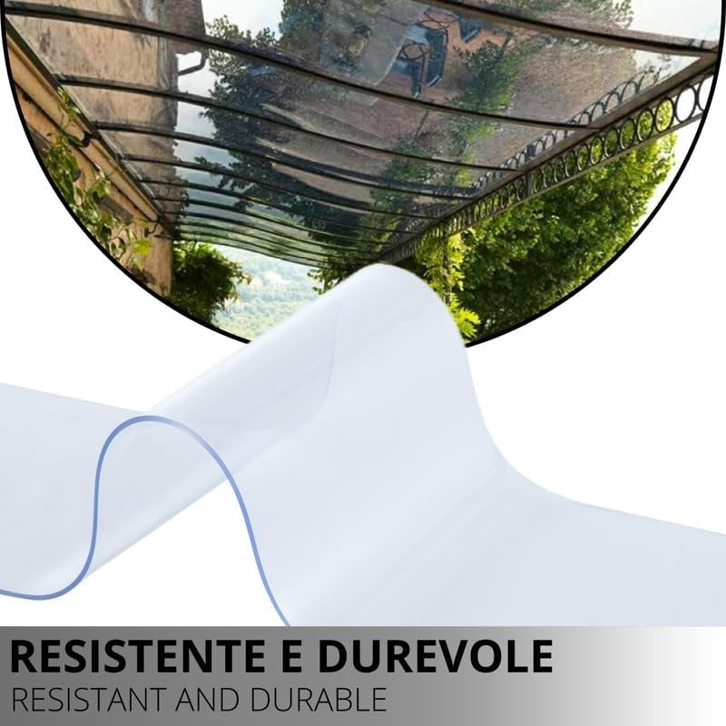 Telo PVC Trasparente - Altezza 180cm, Spessore 0.65mm: Resistente, Impermeabile, Vendita al Metro - Ideale per Interni, Esterni, Uso Industriale