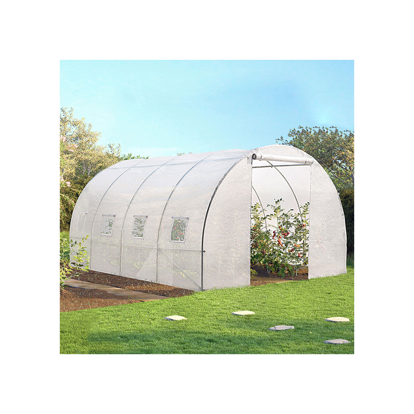 IDMarket - Telone di ricambio da 130 g/m² per serra da 12 m², bianco ZEBRA