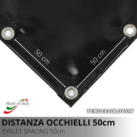 Telo PVC IGNIFUGO Impermeabile Grigio | Telone Occhiellato Ogni 50CM 650g/mq | Copertura Esterna | 3x4m | Resistente Multiuso