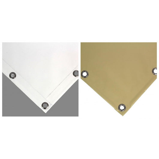 Telo PVC OSCURANTE Impermeabile Avorio | Telone Occhiellato Ogni 25CM 850g/mq | Copertura Esterna | 4x4m | Resistente Multiuso