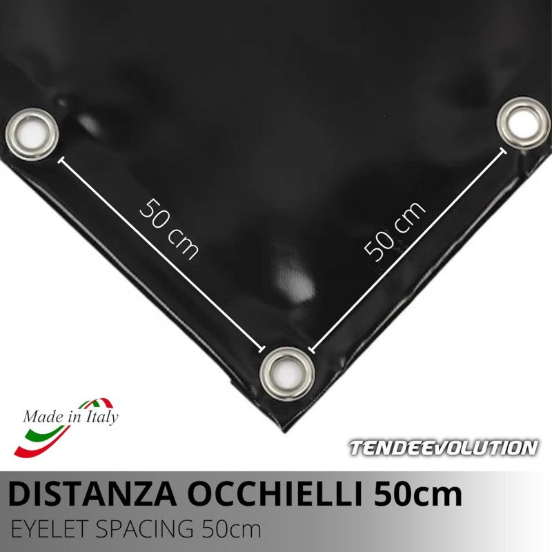 Telo PVC OSCURANTE Impermeabile Bianco | Telone Occhiellato Ogni 50CM 850g/mq | Copertura Esterna | 3x5m | Resistente Multiuso