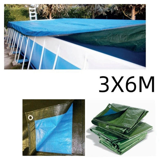 Trade Shop - Telone Rafia 100gr Copertura Per Piscina 3x6mt Impermeabile Resistente Occhielli 406247 -
