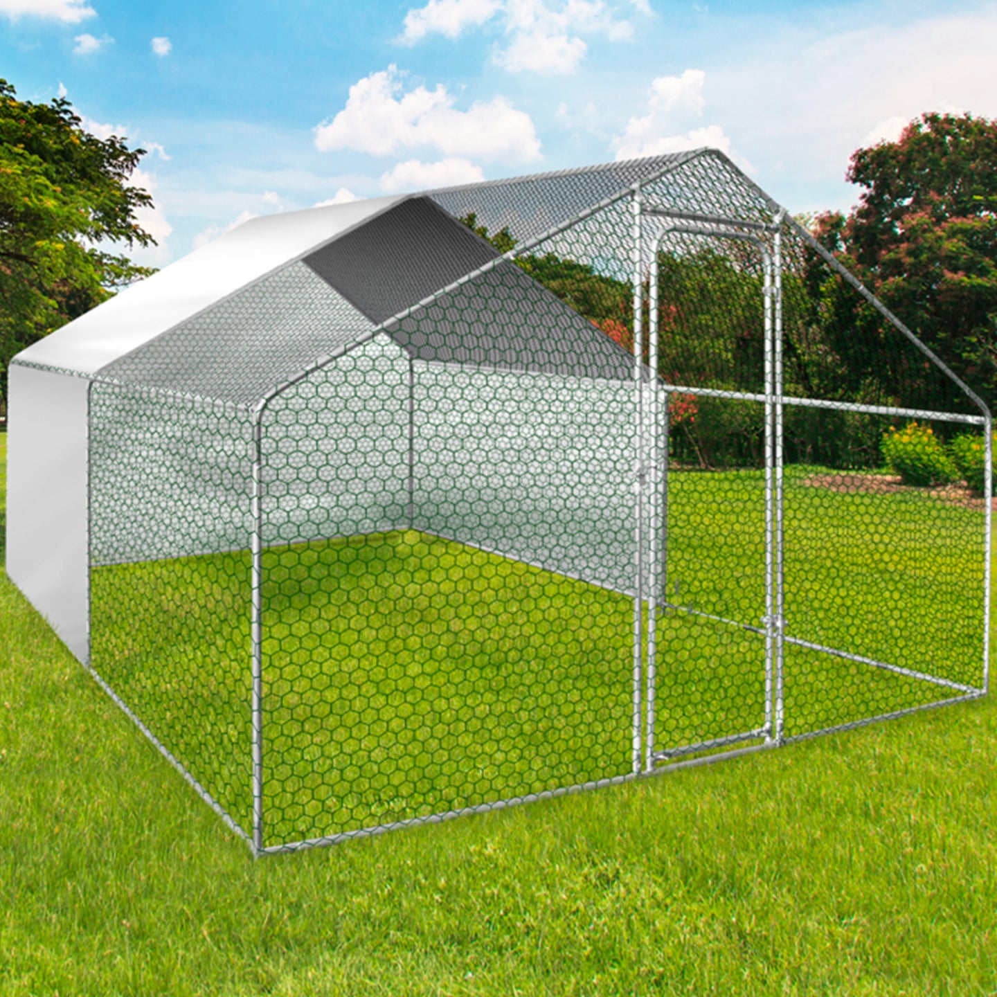 IDMarket - Teloni impermeabili bianchi 1 retro + 2 lati 150 gr per recinti avicoli