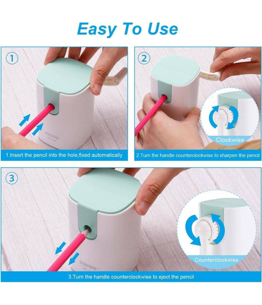 Temperamatite Manuale Portatile Per Scuola Casa Ufficio Disegno Stile 2 Vari Colori         