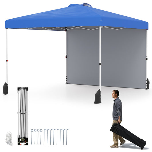 Rifugio da patio pieghevole per eventi commerciali, Tenda a cielo apribile 3 x 3 M con borsa con ruote Blu-Gazebo