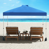 Rifugio da patio pieghevole per eventi commerciali, Tenda a cielo apribile 3 x 3 M con borsa con ruote Blu-Gazebo