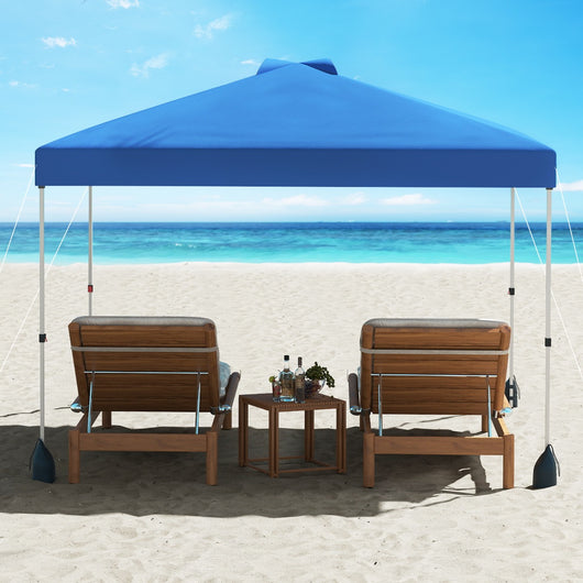 Rifugio da patio pieghevole per eventi commerciali, Tenda a cielo apribile 3 x 3 M con borsa con ruote Blu-Gazebo