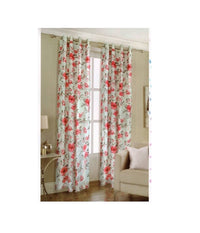 Tenda A Fiori Rosso Floreale 140x280cm A Pannello Doppio Velo Con 8 Anelli         