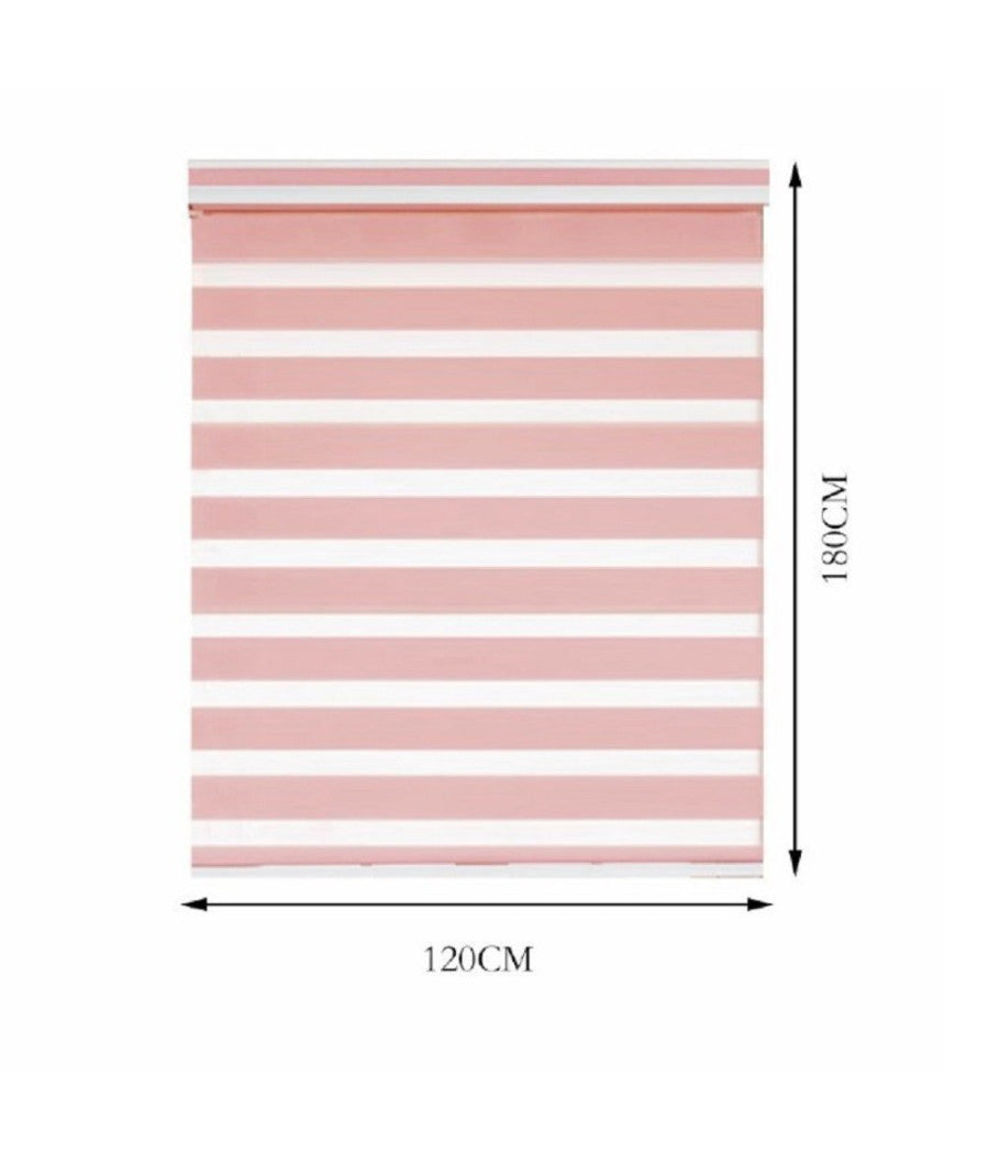 Tenda A Rullo Doppio Oscurante Interni Senza Foratura Avvolgibile Finestre Porte  Rosa   -120x180cm   -