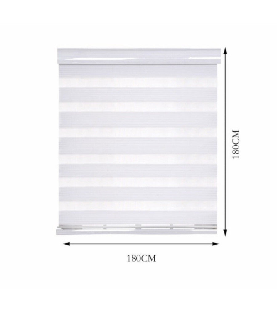 Tenda A Rullo Doppio Oscurante Interni Senza Foratura Avvolgibile Finestre Porte  Bianco   -180x180cm   -