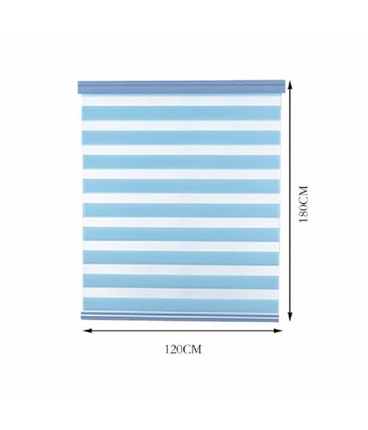 Tenda A Rullo Doppio Oscurante Interni Senza Foratura Avvolgibile Finestre Porte  Azzurro   -120x180cm   -