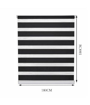 Tenda A Rullo Doppio Oscurante Interni Senza Foratura Avvolgibile Finestre Porte  Nero   -180x180cm   -