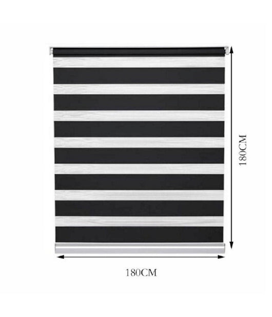 Tenda A Rullo Doppio Oscurante Interni Senza Foratura Avvolgibile Finestre Porte  Nero   -180x180cm   -