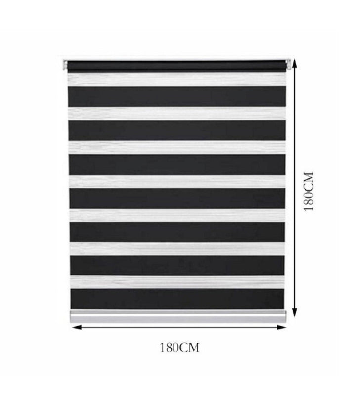 Tenda A Rullo Doppio Oscurante Interni Senza Foratura Avvolgibile Finestre Porte  Nero   -180x180cm   -