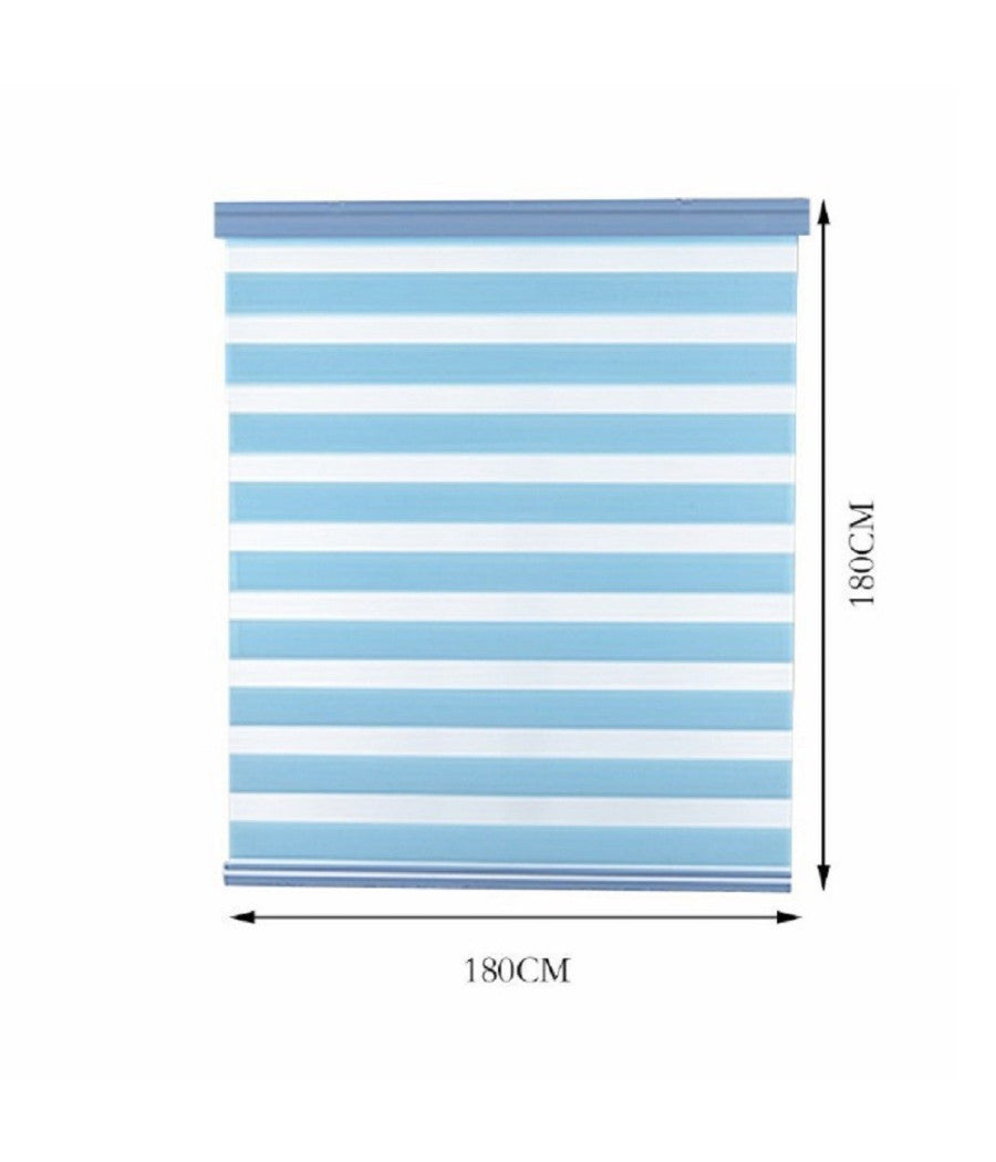 Tenda A Rullo Doppio Oscurante Interni Senza Foratura Avvolgibile Finestre Porte  Azzurro   -180x180cm   -