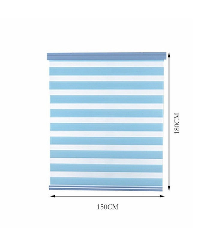 Tenda A Rullo Doppio Oscurante Interni Senza Foratura Avvolgibile Finestre Porte  Azzurro   -150x180cm   -