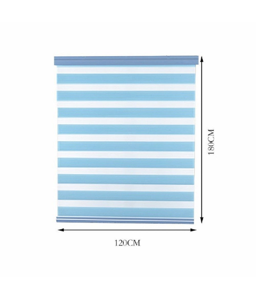 Tenda A Rullo Doppio Oscurante Interni Senza Foratura Avvolgibile Finestre Porte  Azzurro   -120x180cm   -