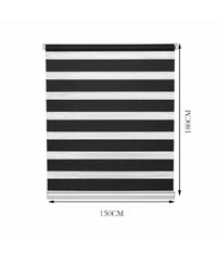 Tenda A Rullo Doppio Oscurante Interni Senza Foratura Avvolgibile Finestre Porte  Nero   -150x180cm   -