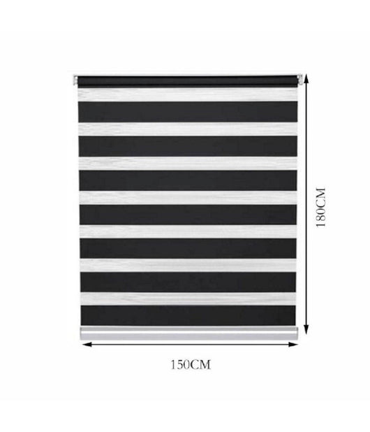 Tenda A Rullo Doppio Oscurante Interni Senza Foratura Avvolgibile Finestre Porte  Nero   -150x180cm   -