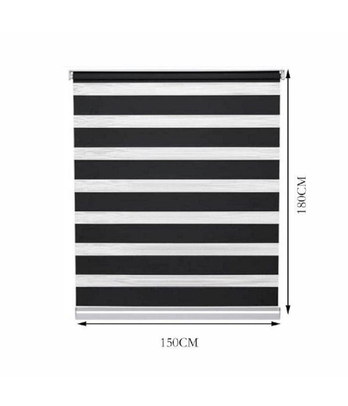 Tenda A Rullo Doppio Oscurante Interni Senza Foratura Avvolgibile Finestre Porte  Nero   -150x180cm   -