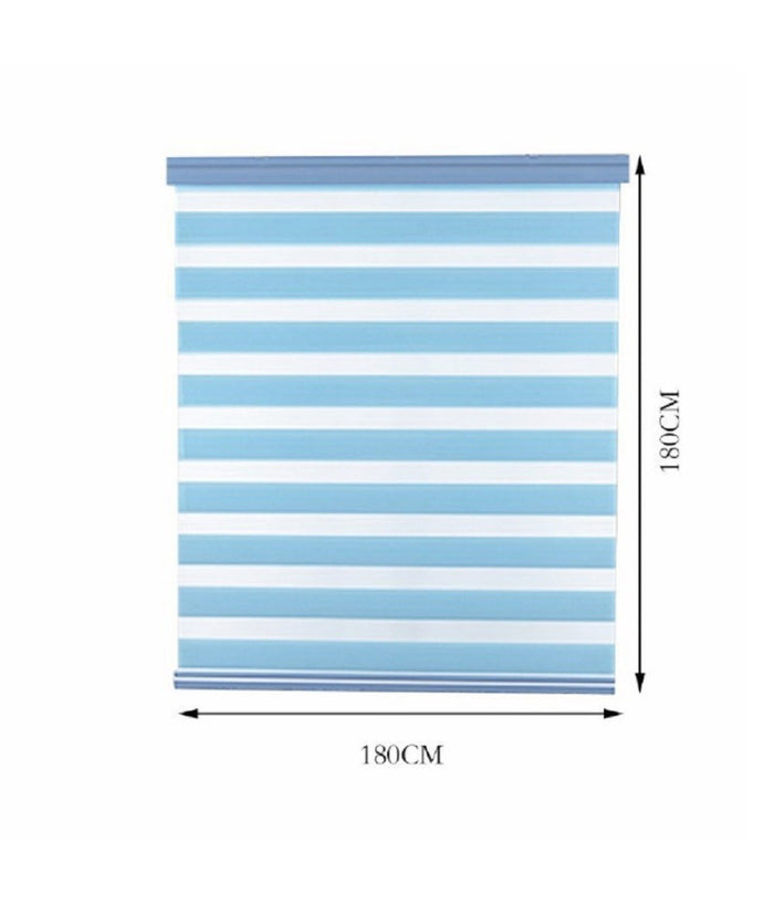 Tenda A Rullo Doppio Oscurante Interni Senza Foratura Avvolgibile Finestre Porte  Azzurro   -180x180cm   -