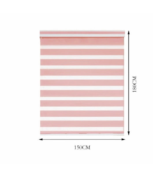 Tenda A Rullo Doppio Oscurante Interni Senza Foratura Avvolgibile Finestre Porte  Rosa   -150x180cm   -