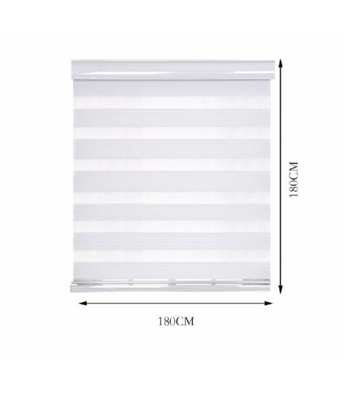 Tenda A Rullo Doppio Oscurante Interni Senza Foratura Avvolgibile Finestre Porte  Bianco   -180x180cm   -