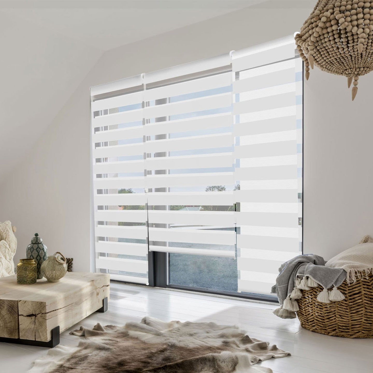 IDMarket - Tenda a rullo notte Zebra 60 x 230 cm bianco