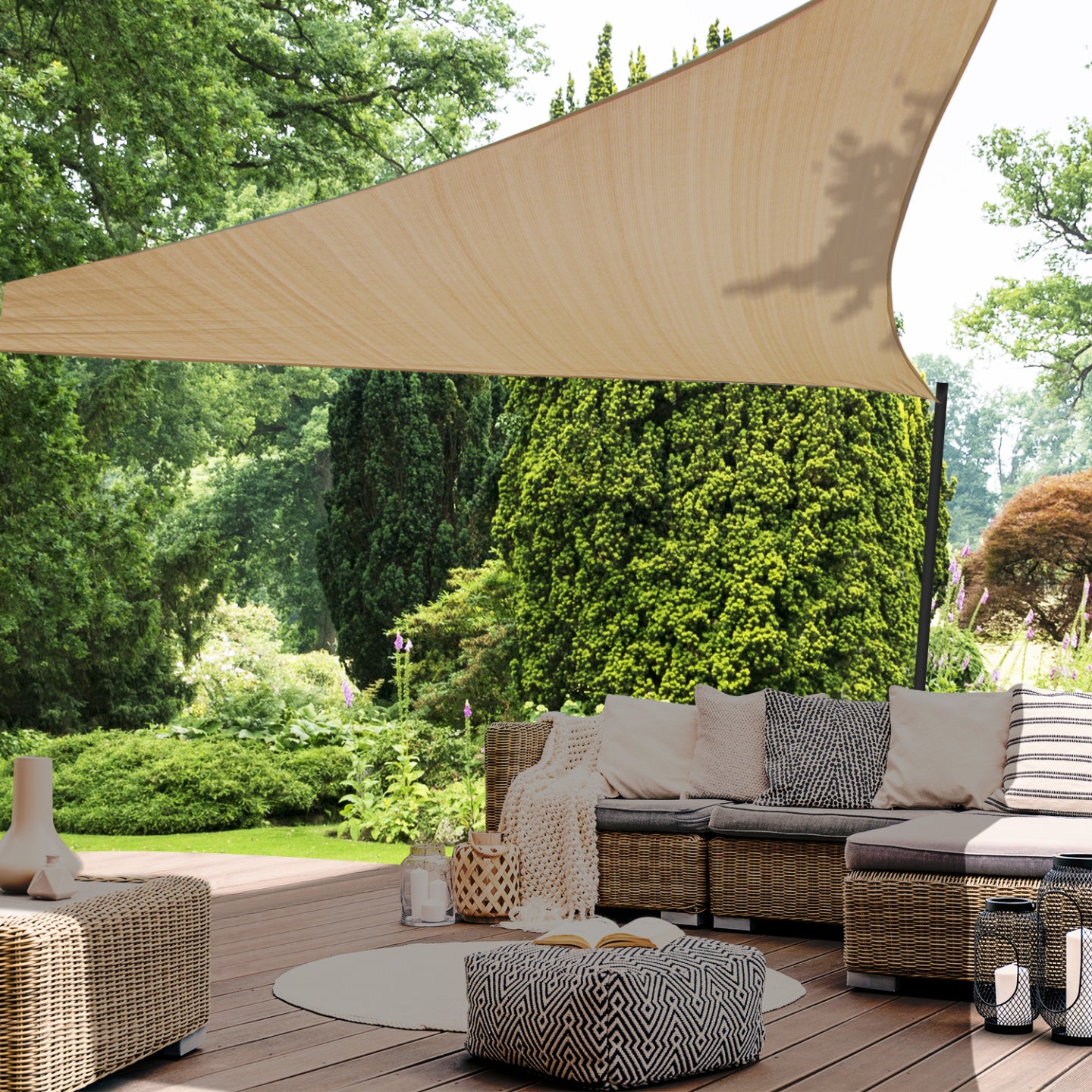 IDMarket - Tenda a vela parasole triangolare 5x5x5 M beige sabbia