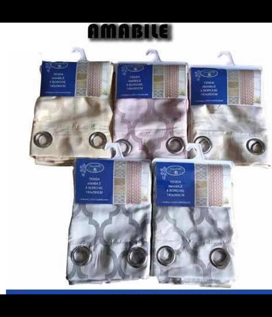 Tenda Amabile Pannello Singolo 8 Borchie Porta Finestra Cucina Bastone 140x280 Cm         