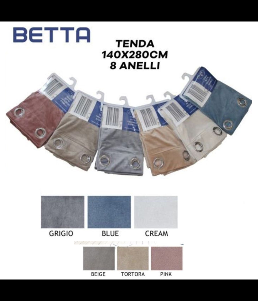 Tenda Betta Vellutata Pannello Singolo 8 Borchie Porta Finestra Bastone 140x290         