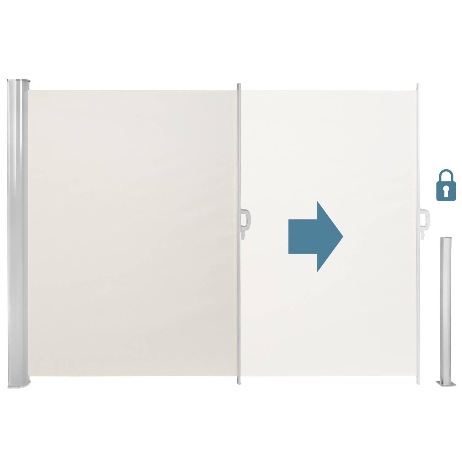 Tenda laterale 300x180H cm. Separè frangivento con sistema di riavvolgimento automatico. Telaio in Alluminio. Colore Beige