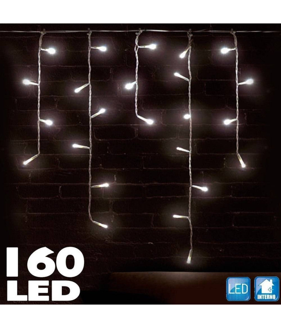 Tenda Cascata Luminosa 160 Led Bianco Caldo 230 Cm Decorazioni Natalizie Luci         